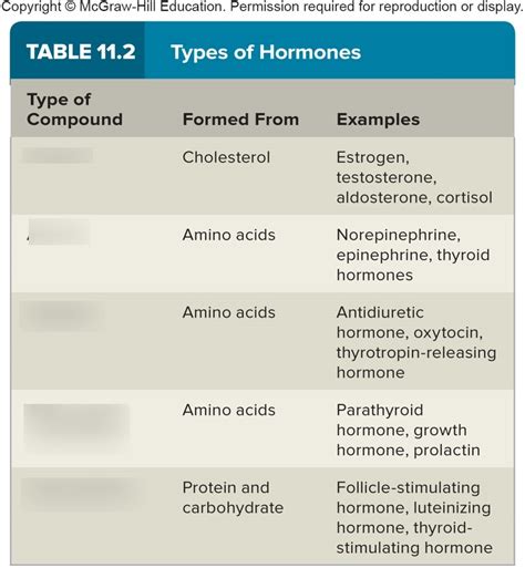 Ch 11 Types of Hormones Bio 22 Diagram | Quizlet