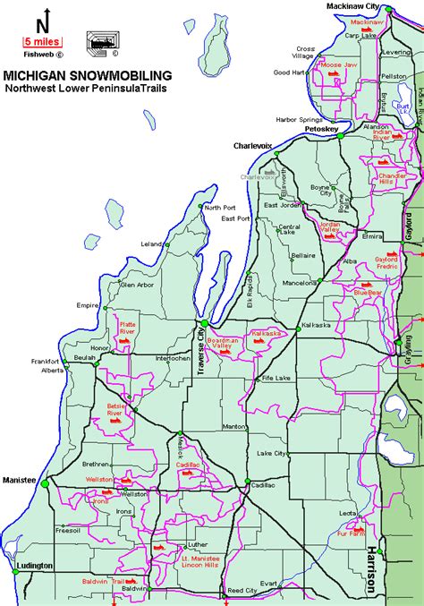 Michigan Snowmobiling NORTHWEST LOWER PENINSULA Snowmobile Trail Maps Michigan Sledhead™