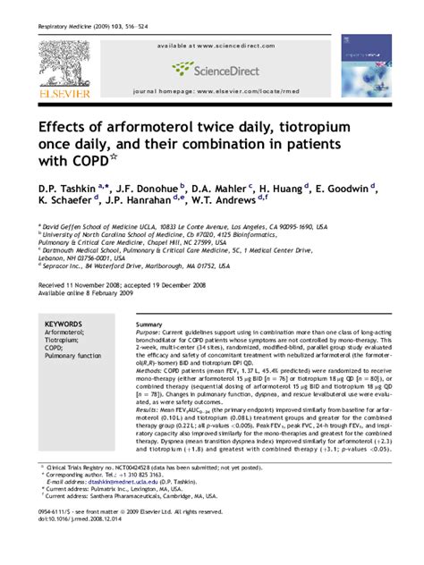 (PDF) Effects of arformoterol twice daily, tiotropium once daily, and ...