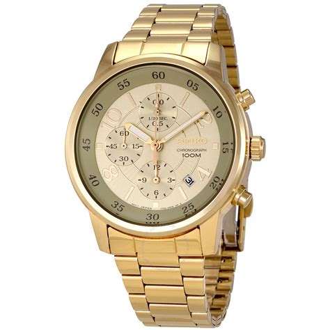 Seiko Chronograph Gold Dial Men's Watch SNDW84 4954628177933 - Watches, Chronograph - Jomashop