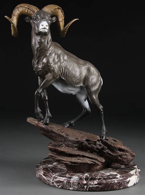 323: A BRONZE SCULPTURE OF A BIG HORN SHEEP, Joseph Kr : Lot 323