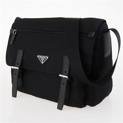 PRADA Black Nylon Messenger Bag. - Bukowskis