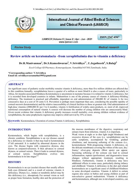 (PDF) Review article on keratomalacia -from xerophthalmia due to vitamin a deficiency