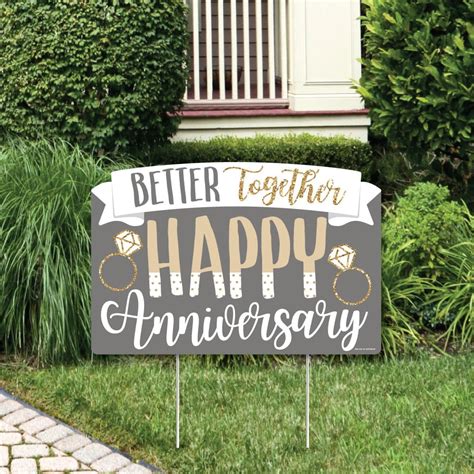 Happy Anniversary - Gold and Silver Wedding Anniversary Yard Sign Lawn ...