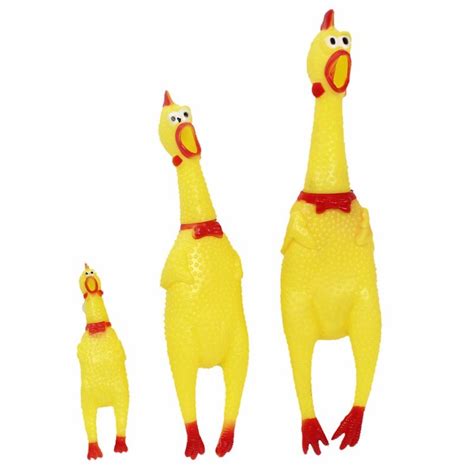 Screaming Chicken Squeeze Sound Toy For Dogs Cats 18 CM Yellow Screaming Rubber Chicken Dog Toys ...