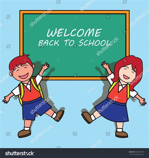 Welcome Back School Cartoon Concept Vector Stock Vector (Royalty Free) 645472933