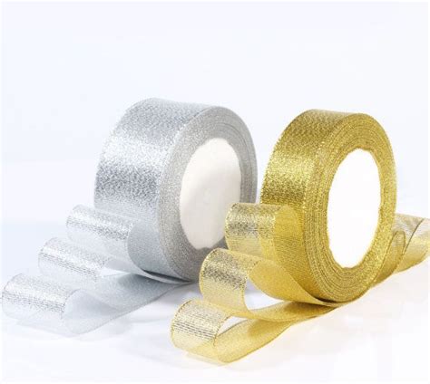 Handmade Gold and Silver Ribbon 25 Yard 22M Metallic Luster Wedding Christmas Decoration DIY ...