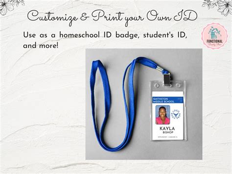 ID Card Template Custom ID Badge Printable Student ID Card - Etsy