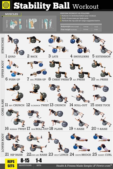 Best stability ball exercises for men | Workout posters, Ball exercises ...