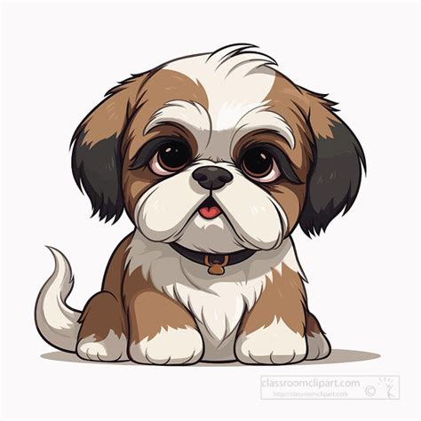 Dog Clipart-darling cute shih tzu dog clip art