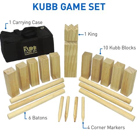 Toys & Games Games & Accessories Pointyard Kubb Yard Game Set Giant 3.5 Kubb Toss Yard Game with ...