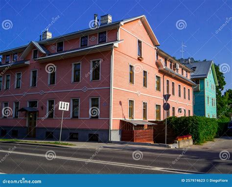 Traditional Estonian Wooden Houses Stock Image - Image of home, estonia ...