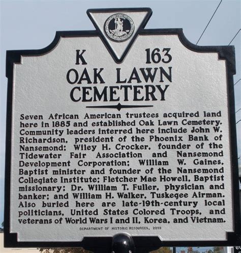 Oak Lawn Cemetery Historical Marker