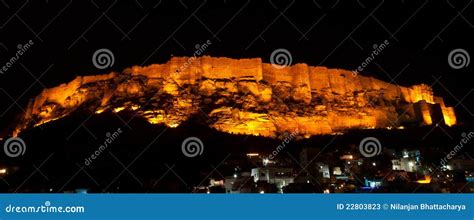 Mehrangarh fort at night stock image. Image of terrace - 22803823