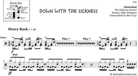 Down with the Sickness - Disturbed - Drum Sheet Music | OnlineDrummer.com