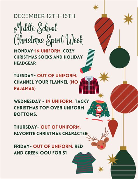 Middle School Christmas Spirit Week! - Blessed Sacrament Catholic School