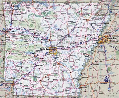 Large detailed roads and highways map of Arkansas state with all cities ...