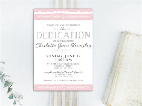 Baby Dedication Invitation Template ~ Stamped Frame Blue - Baptism & Christening Invitation ...