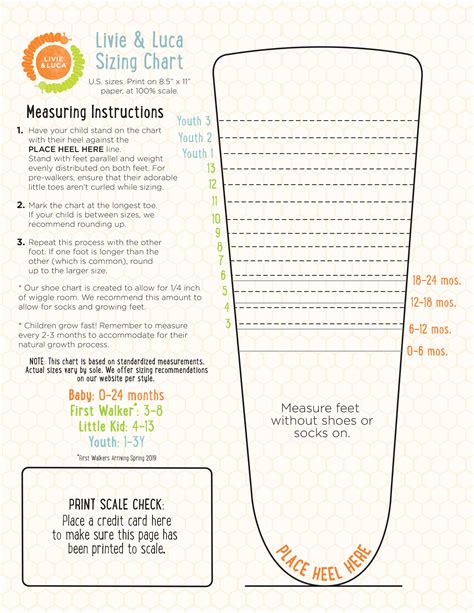 Printable Shoe Size Chart Kids