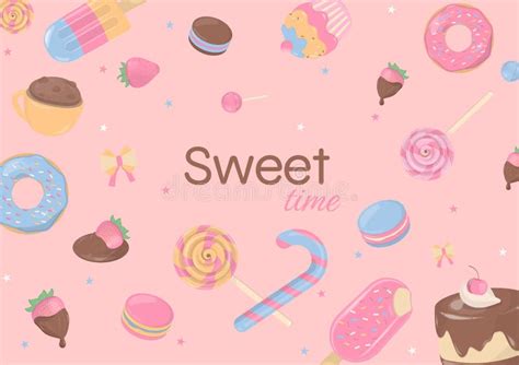 Sweet Dessert in Pastel Color Background Stock Illustration - Illustration of design, badge ...