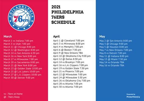 Philadelphia 76ers Schedule 2025 - Nike Tawsha