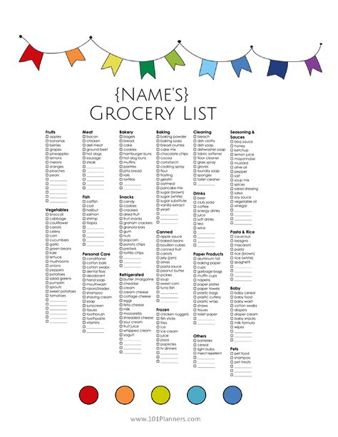 Grocery List Template | Free Printable