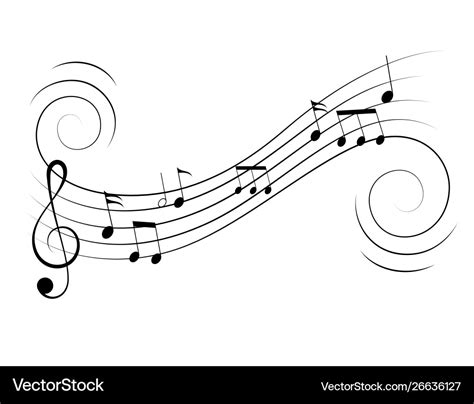 Music notes treble clef flow on staff Royalty Free Vector