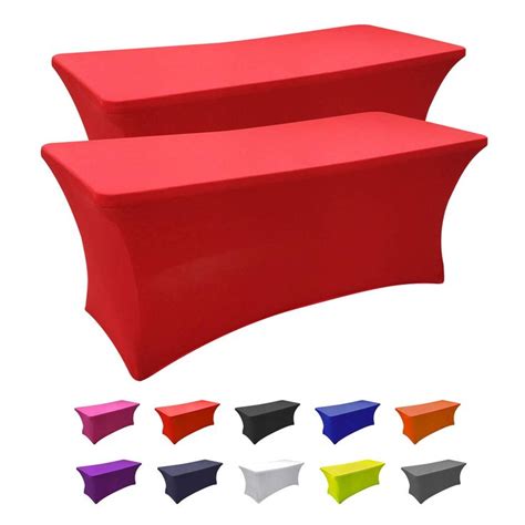 two red table covers with different colors