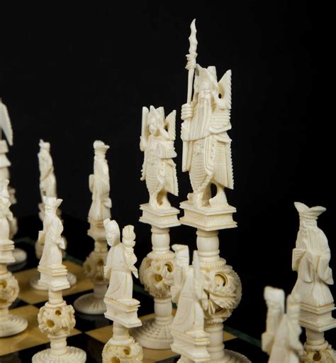 Chinese Export Carved Ivory Chess Set