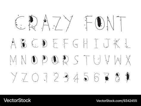 Careless funny letters crazy font Royalty Free Vector Image