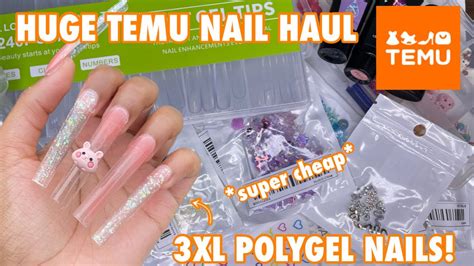 Affordable Temu Nail Art Haul Pt. 2 | 3XL Tapered Square Polygel Nails | Femi Beauty Method ...