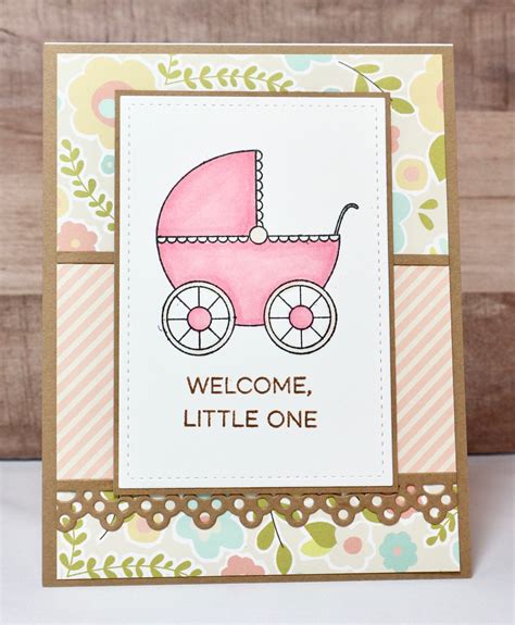 Baby Girl Card Welcome Little One Welcome Baby Card Pink Baby Carriage New Baby Card - Etsy