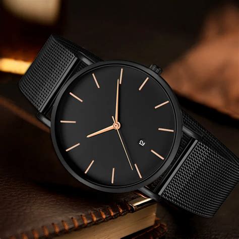 Black Watch Men Watches Top Brand Luxury New Stainless Steel Quartz Wrist Watch For Men Clock ...