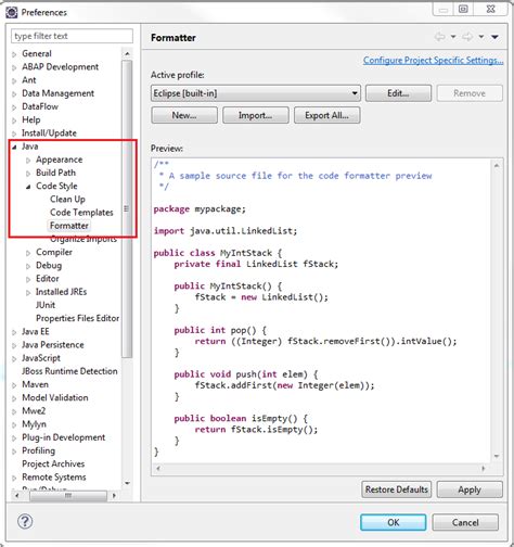 How to create and share Eclipse code style formatter