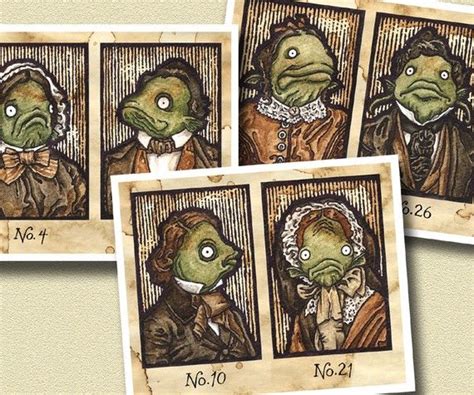 (Reminds me of The Shadow over Innsmouth by Lovecraft) Greeting / Note Cards 19th Century Fish ...