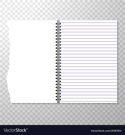 Opened notebook template with lined and blank page