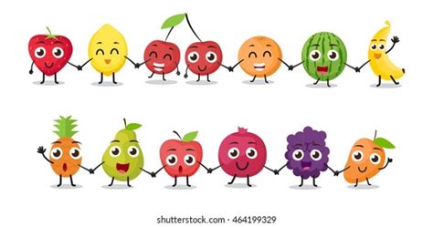 Cartoon Fruits Characters Stock Illustration 464199329 | Shutterstock