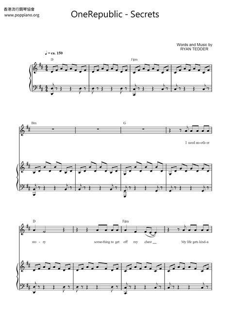 OneRepublic-Secrets Sheet Music pdf, - Free Score Download ★