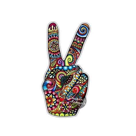 Hippie Peace Sign Hand Sticker Colorful Flower Car Decal | Etsy