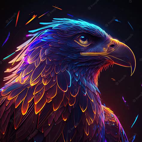 Premium Photo | Abstract neon light eagle artwork design digital art ...