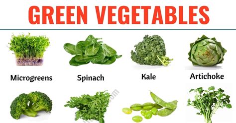 Green Vegetables: List of 28 Green Vegetables in English with ESL Picture! - ESL Forums