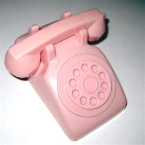 Vintage Pink Plastic Toy Telephone for Children with Ringer