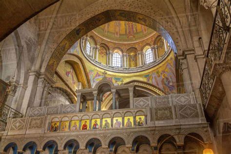 View of Church of the Holy Sepulchre interior in Old City, Old City, UNESCO World Heritage Site ...