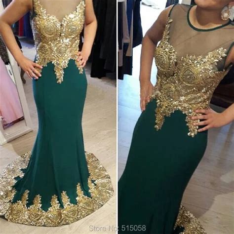 Aliexpress.com : Buy Gold Embroidery Crystal Beaded Long Emerald Green ...