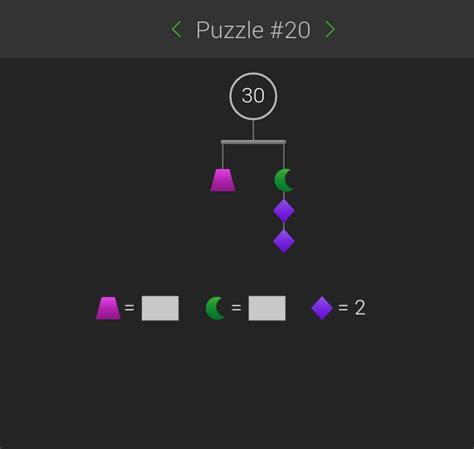 Solve Me Mobiles puzzle #20 I need help please I'll give 36 points. I just need help trying to ...