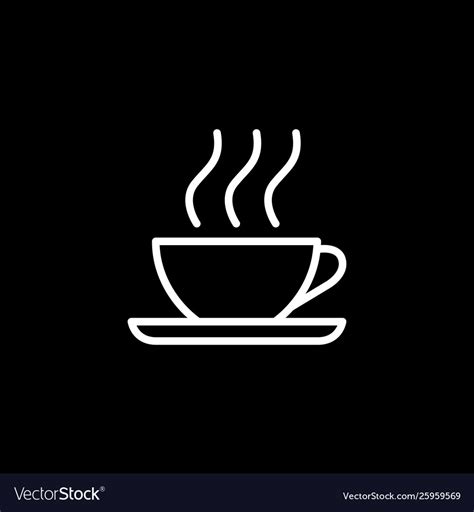 Coffee cup line icon on black background black Vector Image