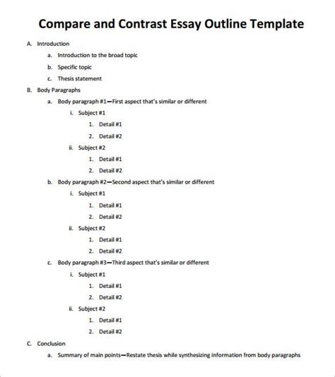 Essay Outline Template - 12+ Word, PDF Format Download! | Free ...