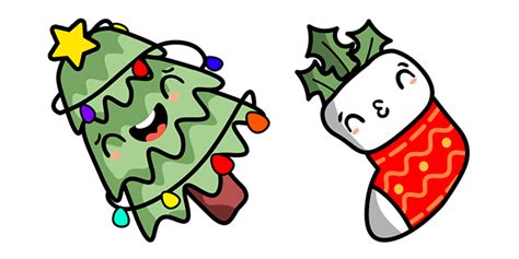 Cute Christmas Cursor with Tree & Sock - Kawaii Cursor - Sweezy Cursors