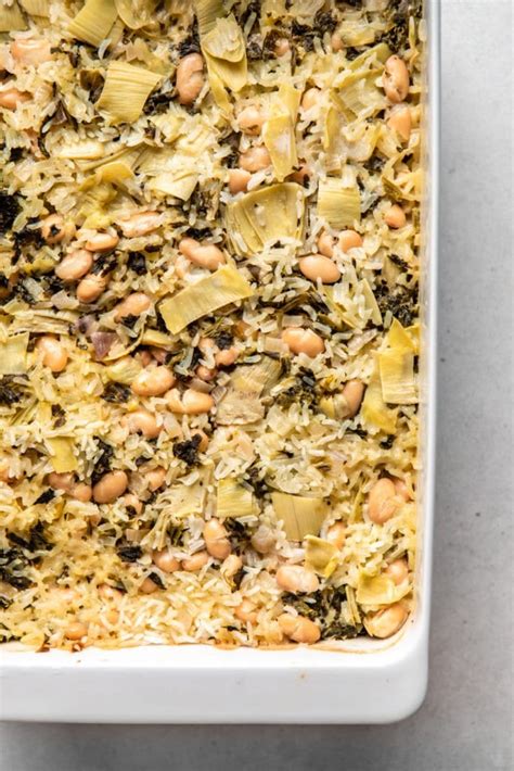 Vegan Spinach & Artichoke Casserole with White Beans | Dump-and-Bake