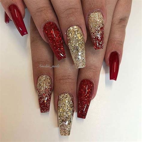 Red & Gold Glitter Nails Pictures, Photos, and Images for Facebook, Tumblr, Pinterest, and Twitter